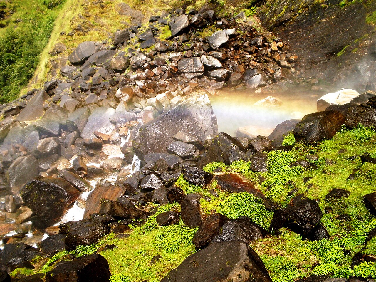 Birthi Falls with rainbow, near Munsyari