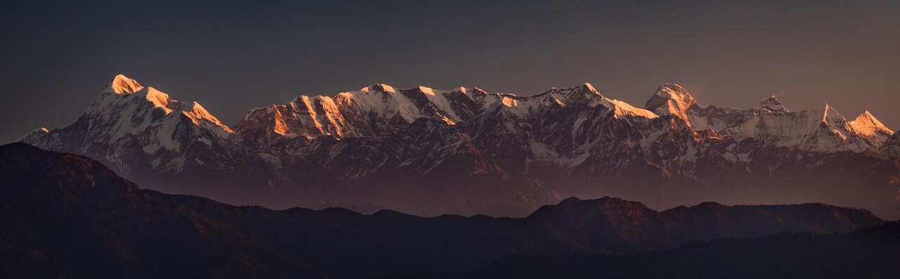 Morning light on the Himalayas after the trek